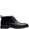 CLARKS MENS LACE ANKLE BOOT - BLACK LEATHER